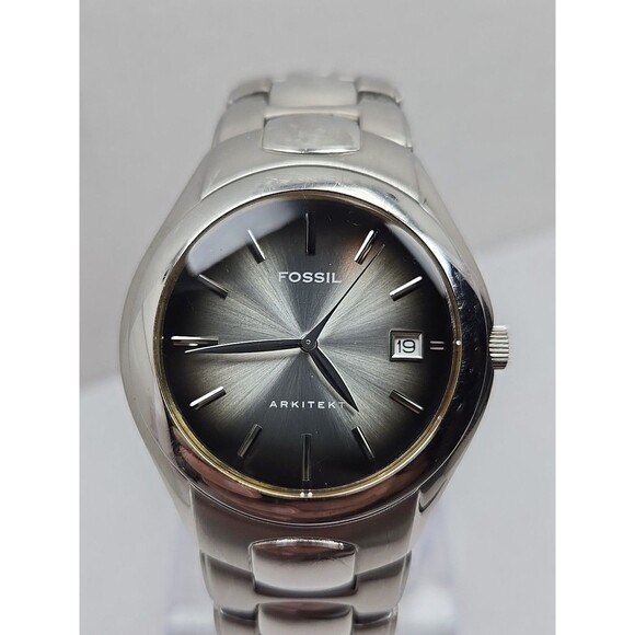 Fossil Arkitekt FS2903 Mens Stainless Steel Quartz Watch Gray Dial New Battery - Picture 4 of 12